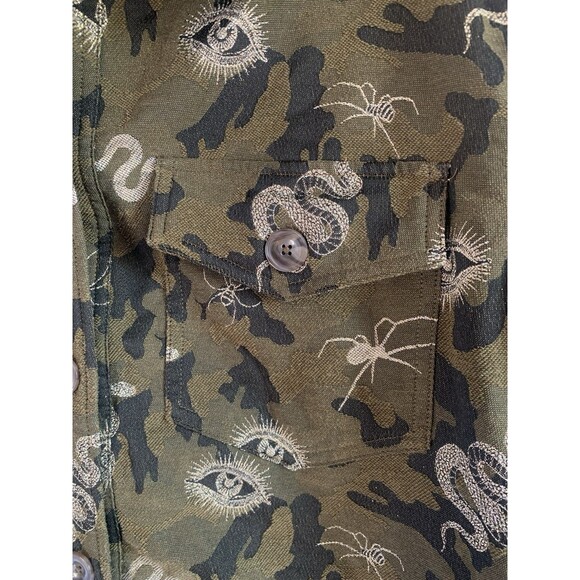 Johnny Was Workshop Shirt Jacket SM Camo Witchy Embroidery - Picture 8 of 11